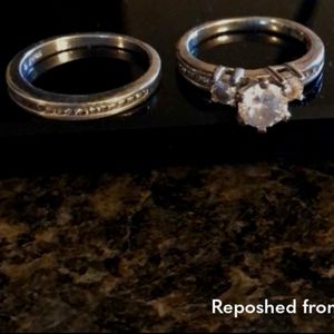 #REPOSH CZ  Engagement and Wedding Ring Set.